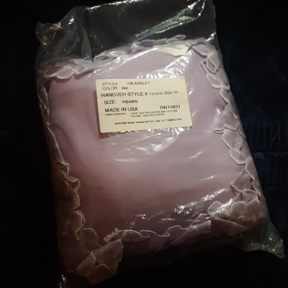 3 matching lavender lilac pillows w/ heart frill